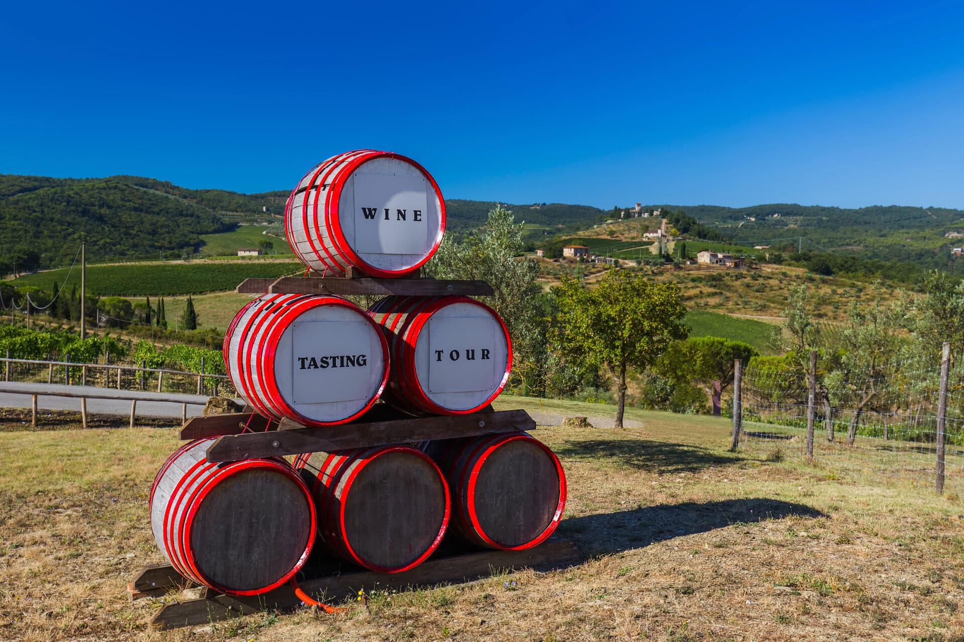 Wine barrel in the Tuscany Italy - nature background
