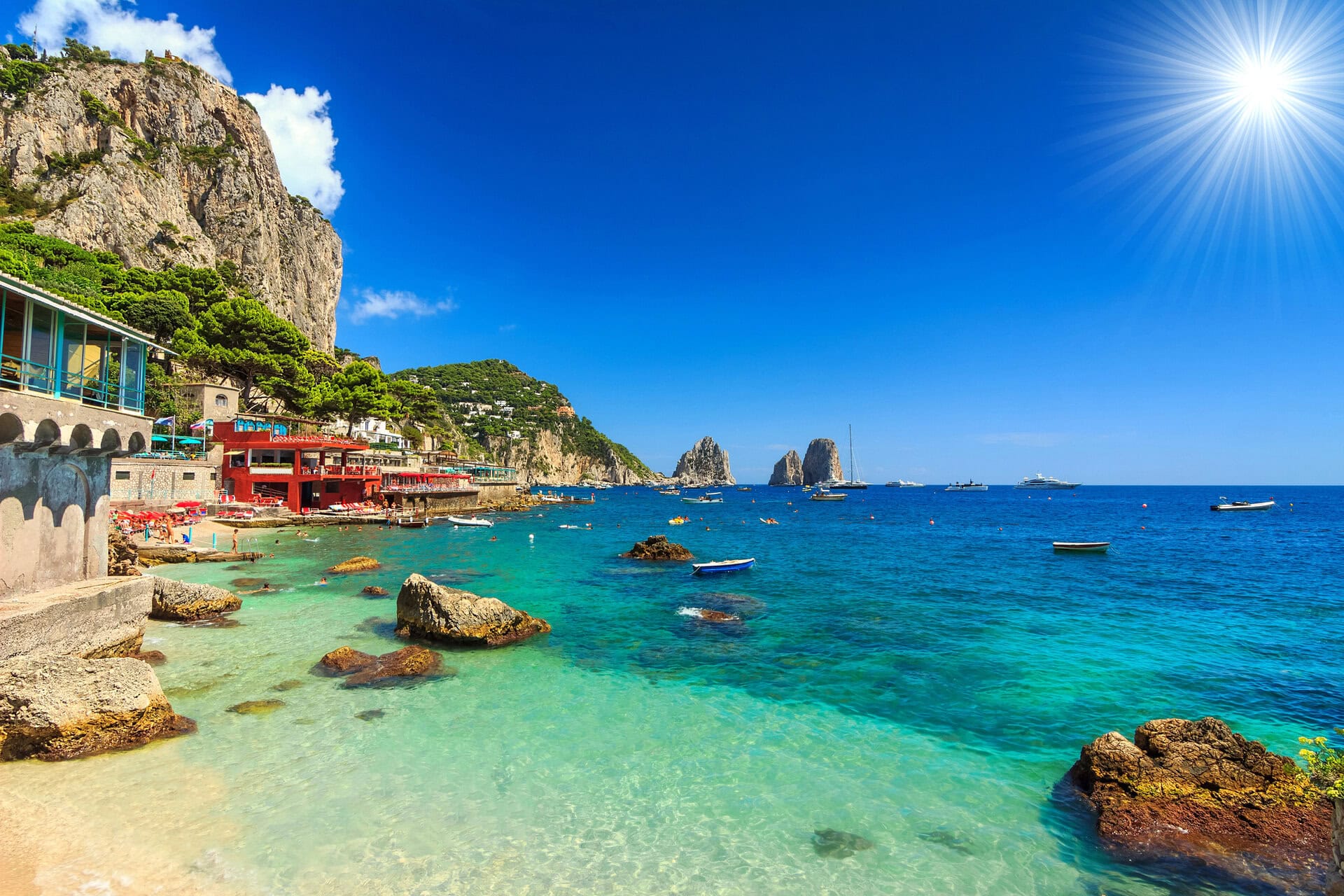 Beautiful beach in Capri island, Italy, Europe