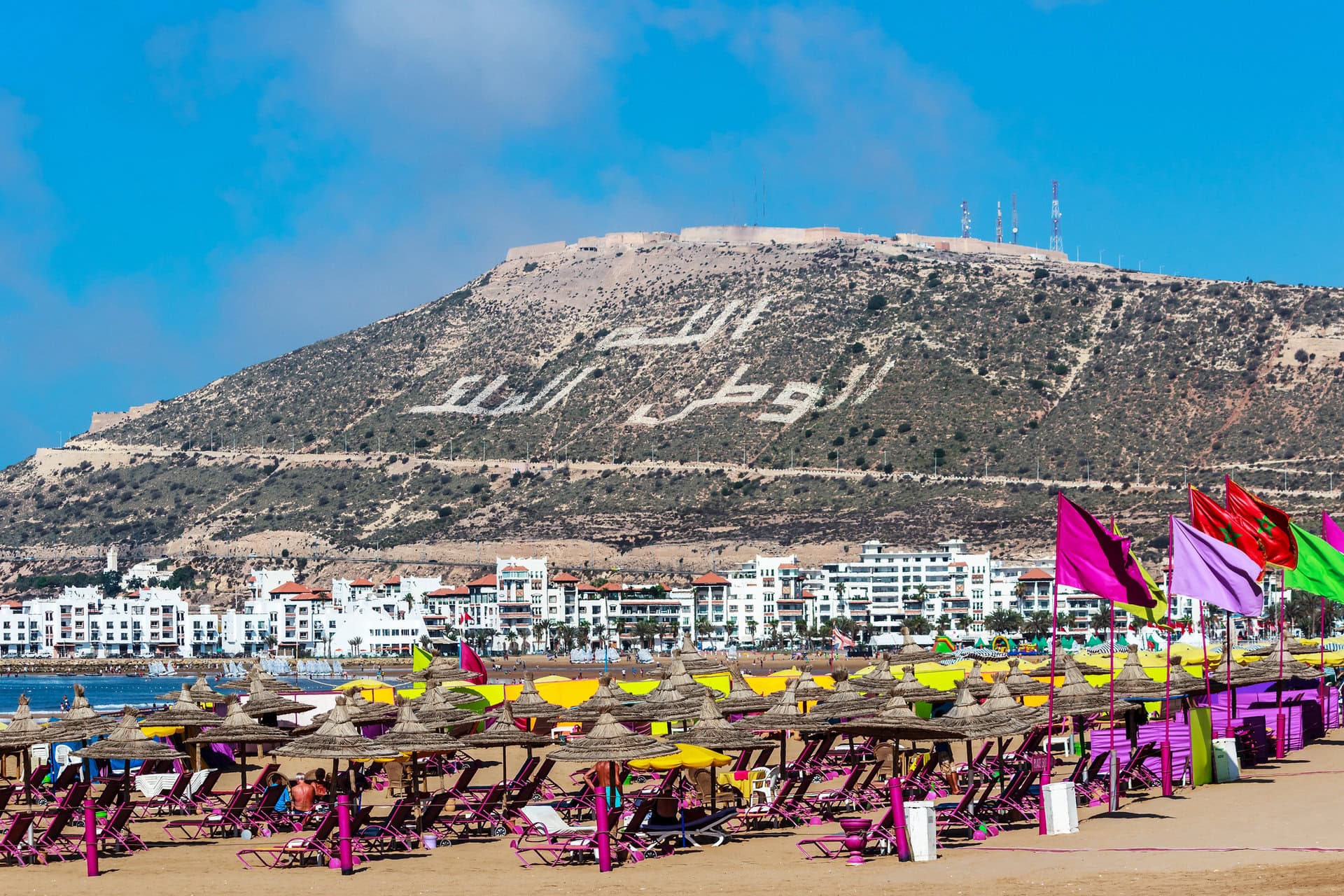Sand beach and Blue Ocean in Agadir, Morocco
